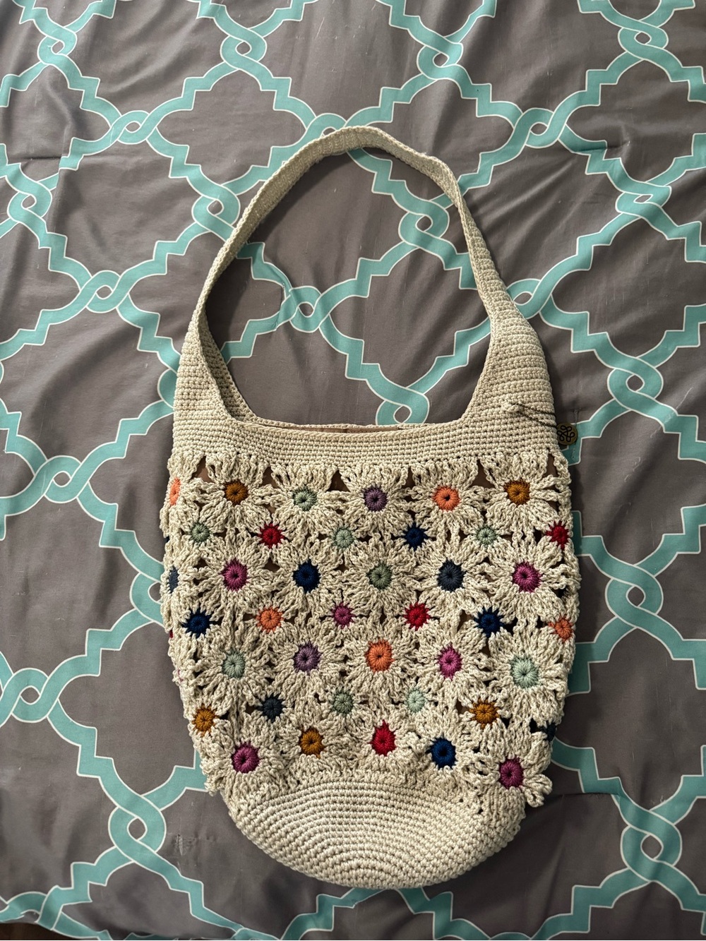 EEUC❤️THE SAK❤️120 Hobo Crochet - Natural Multi Flower Bag - Picture 7 of 11